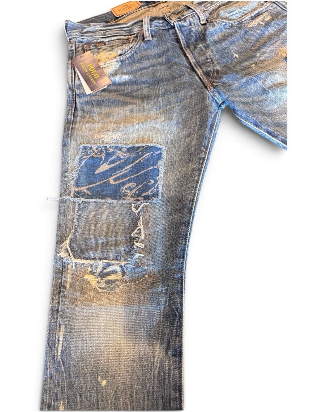 Polo Ralph Lauren Sullivan Slim Patchwork Distressed Jeans 30x30 NWT $248 - Picture 4 of 16